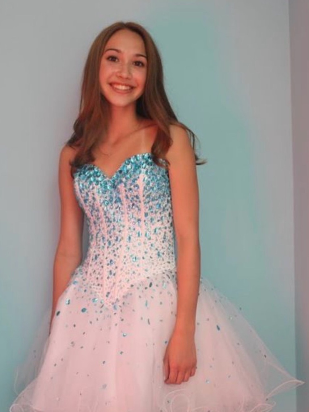 Morilee Beaded Corset Ball Gown Prom / Quince Dress Blue Crystal